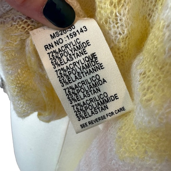 Frnch Sweater Womens Striped Long Sleeve Stretch Scoop Neck Yellow Large NWOT - Picture 7 of 9